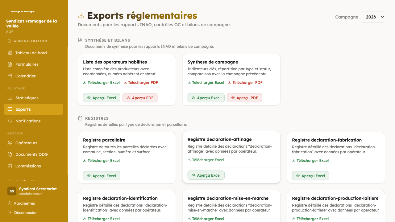 Exports réglementaires en un clic